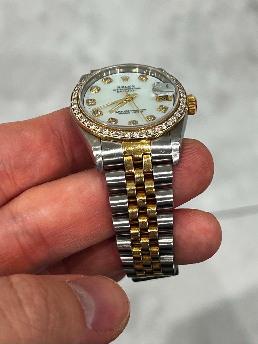 Rolex Datejust Women’s Two-Tone Diamond Mother-of-Pearl Watch - Gold & Silver - Picture 4 of 7